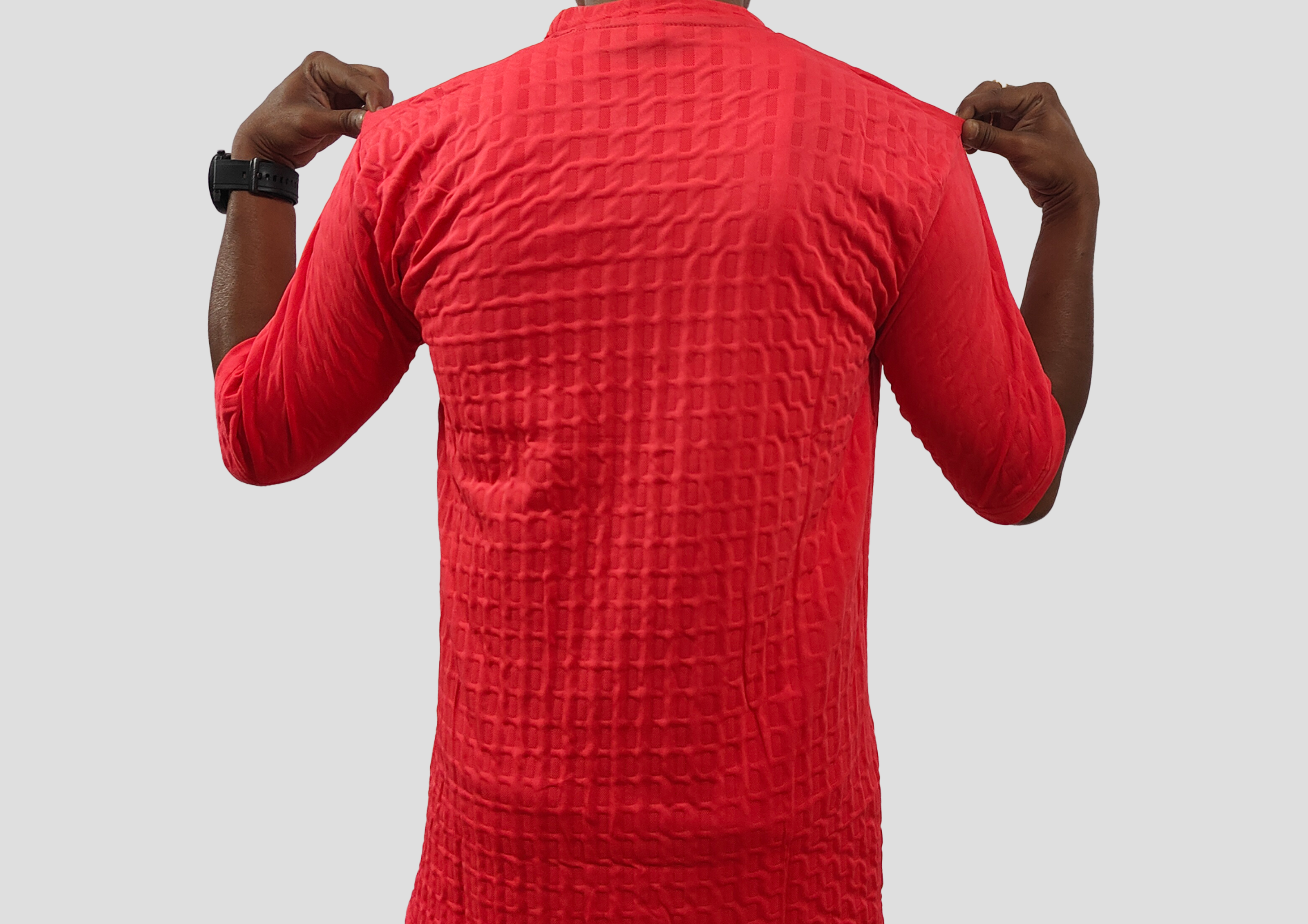 Red Textured “Keep Smiling” Printed Half Sleeve Round Neck T-Shirt for Men – Trisholic