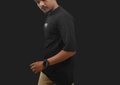 Classic and Minimal Look Black Textured T-shirt For Men - Trisholic