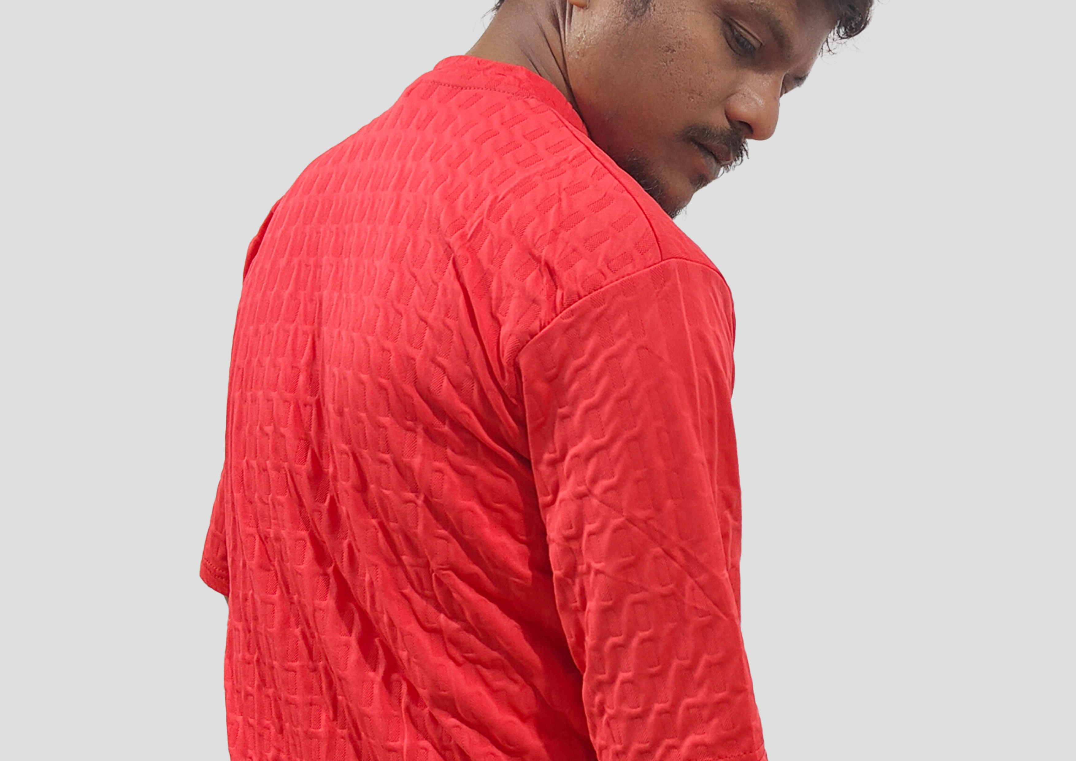 Red Textured “Keep Smiling” Printed Half Sleeve Round Neck T-Shirt for Men – Trisholic