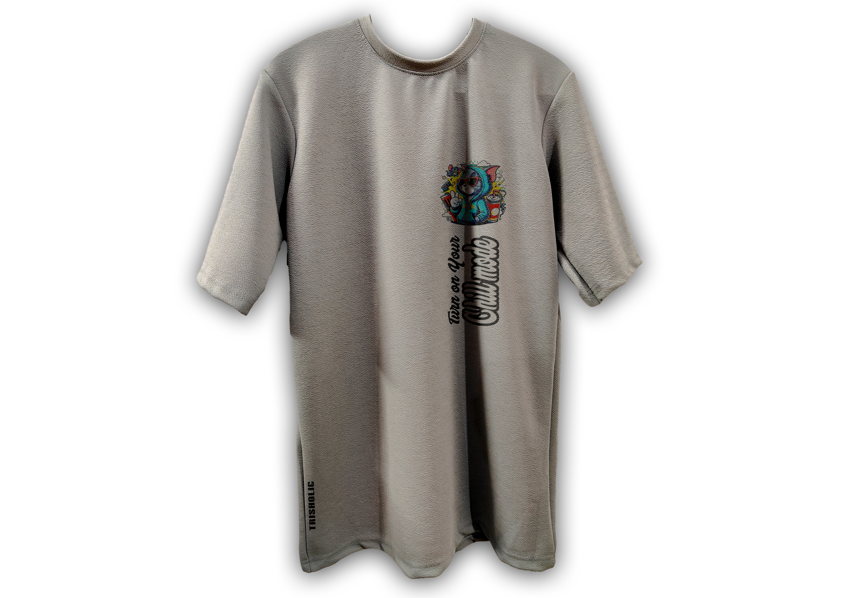 Trendy Gray Loose fit Chilling vibe Tom Design Printed T-shirt For men - Trisholic