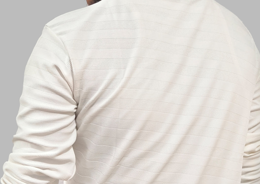 White long-sleeve shirt on a gray background