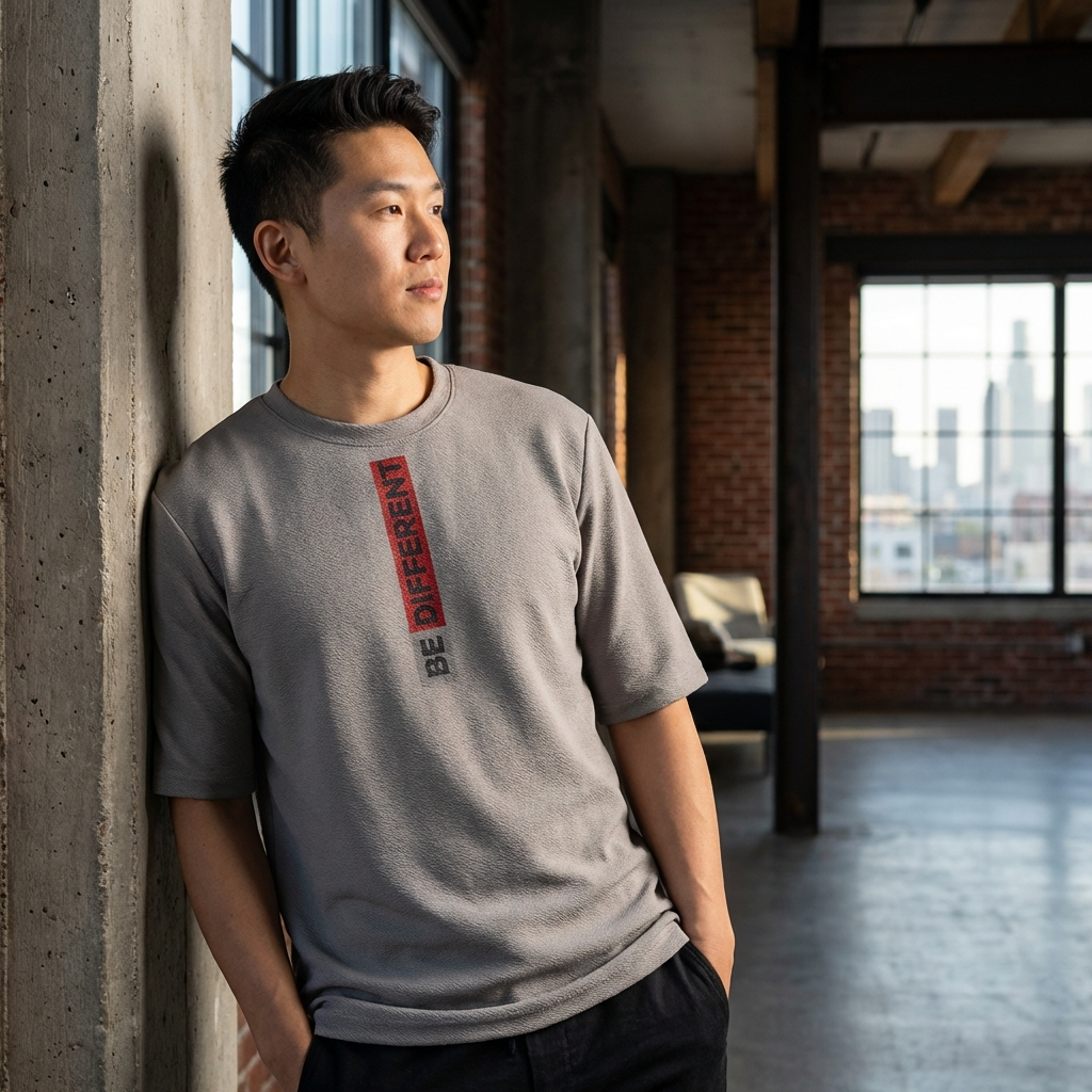 Premium Motivational Quote Stylish Gray Oversize T-shirt for Men front view with bold typography print