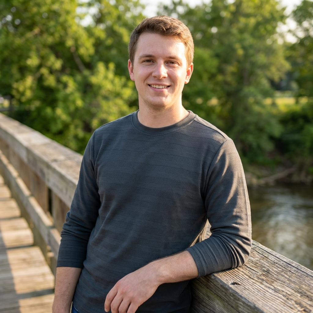 Folded pink sweatshirt with 'COMPLICATED' text on a wooden table with jeans, shoes, and a bag.