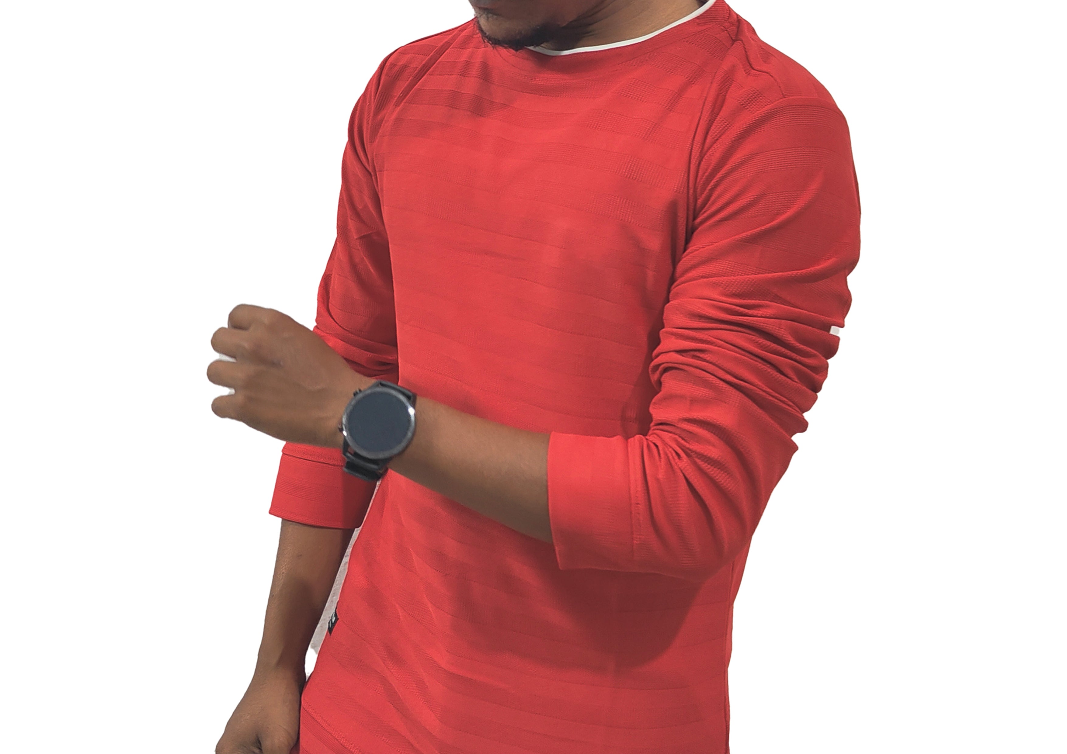 Bold Red Textured Full Sleeve T-Shirt for Men – Trisholic