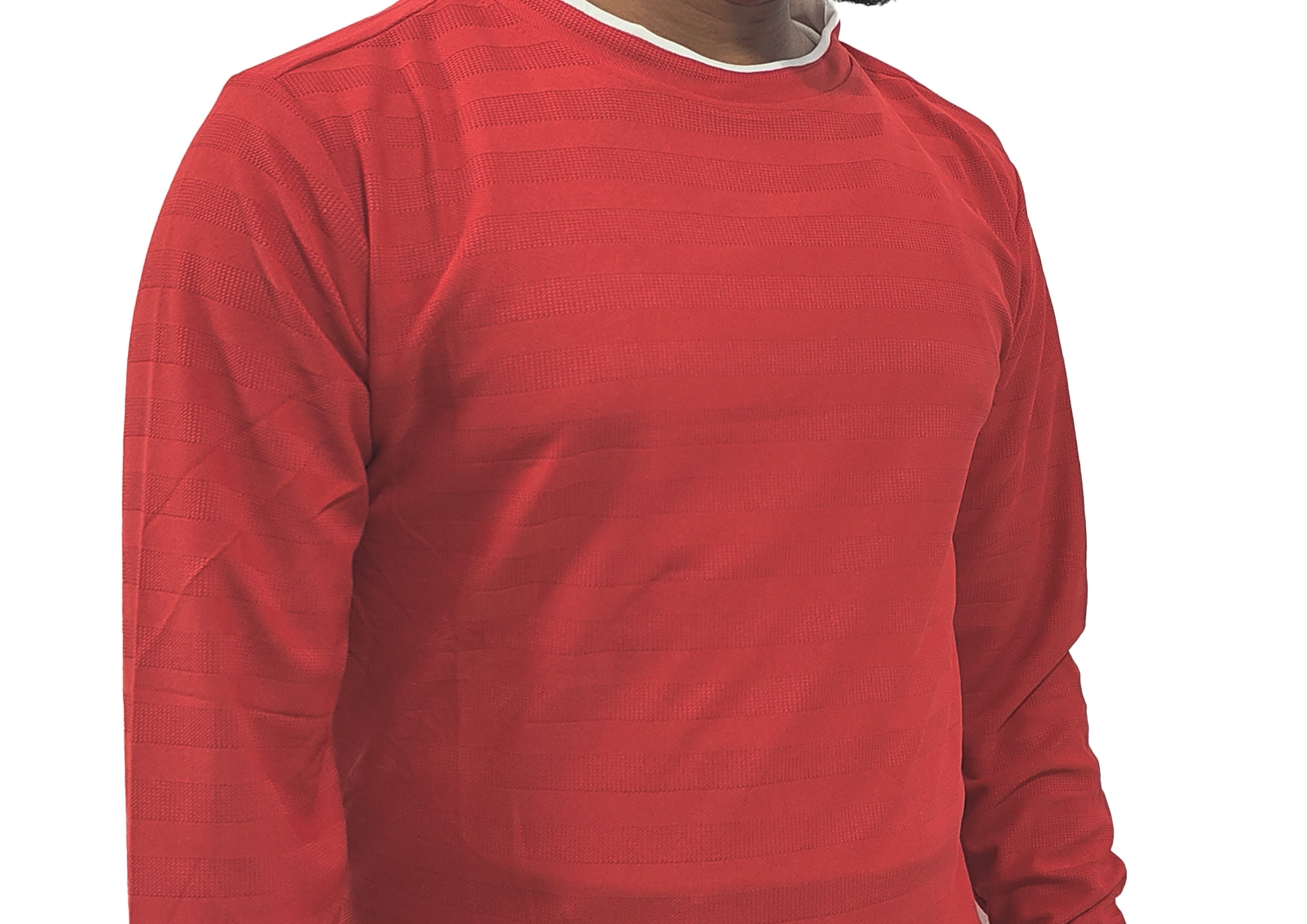 Bold Red Textured Full Sleeve T-Shirt for Men – Trisholic