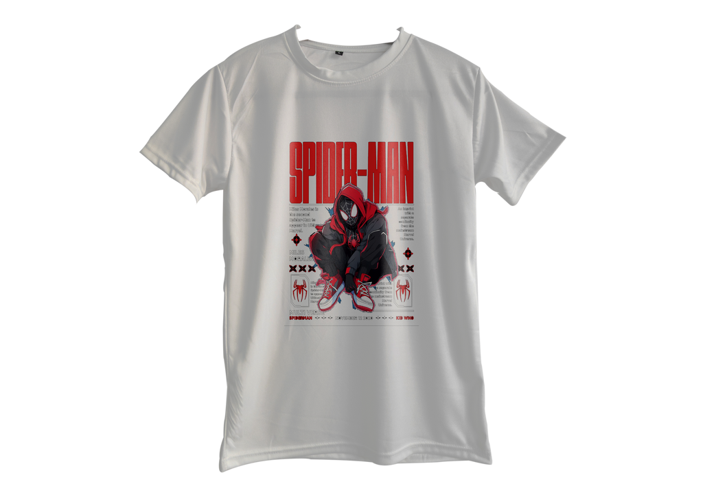 White Slim Fit Spiderman Design Trendy look T-shirt For Men - Trisholic