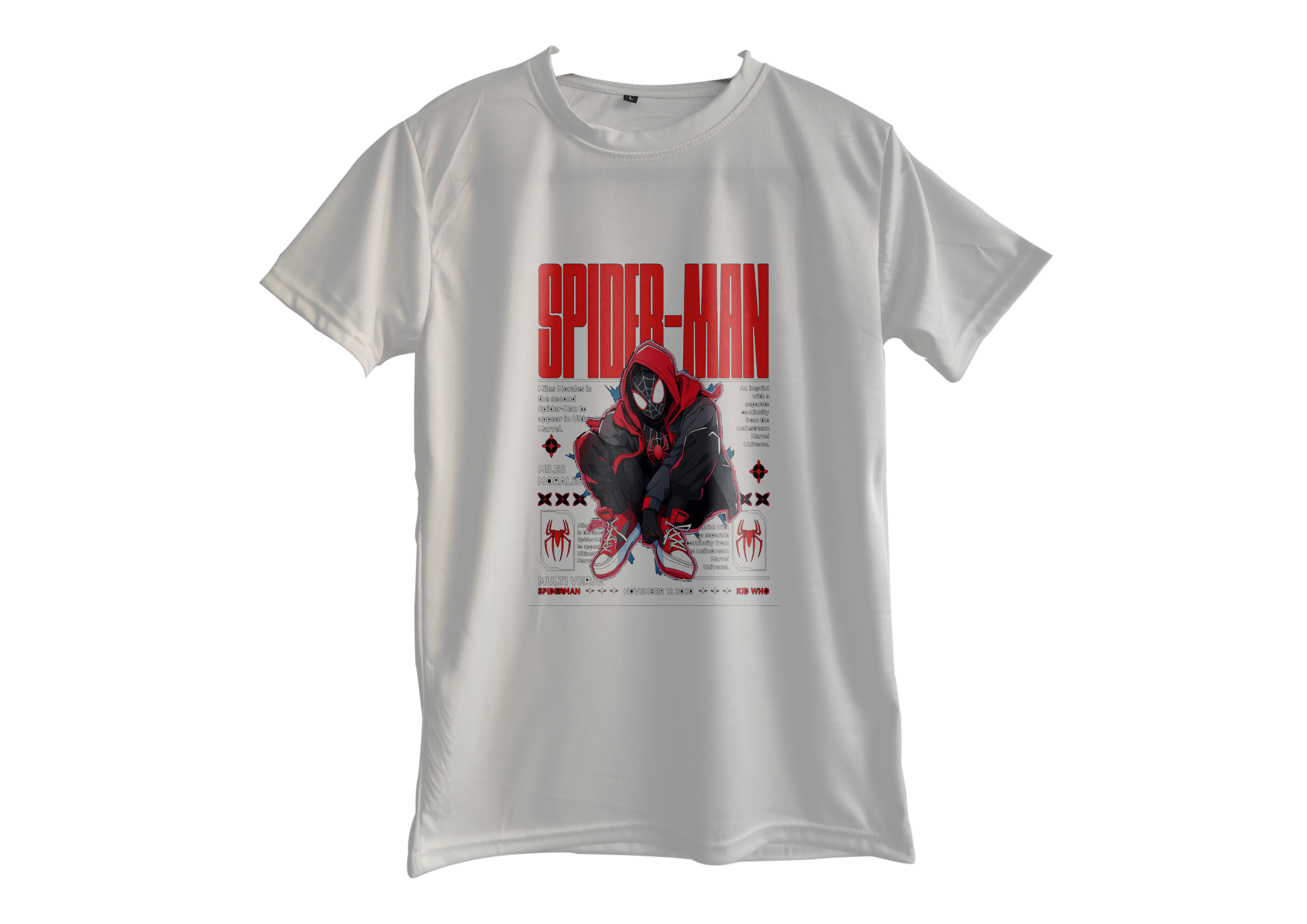 White Slim Fit Spiderman Design Trendy look T-shirt For Men - Trisholic