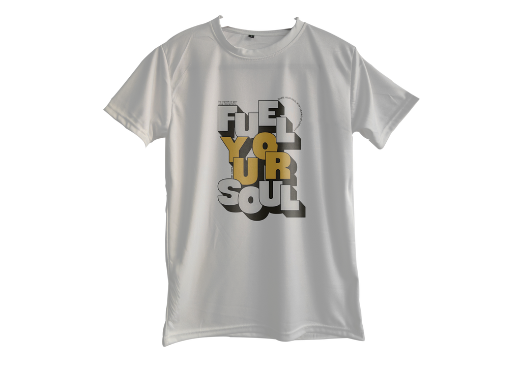 Fuel Your Soul White Slim Fit Tee for Men - Trisholic