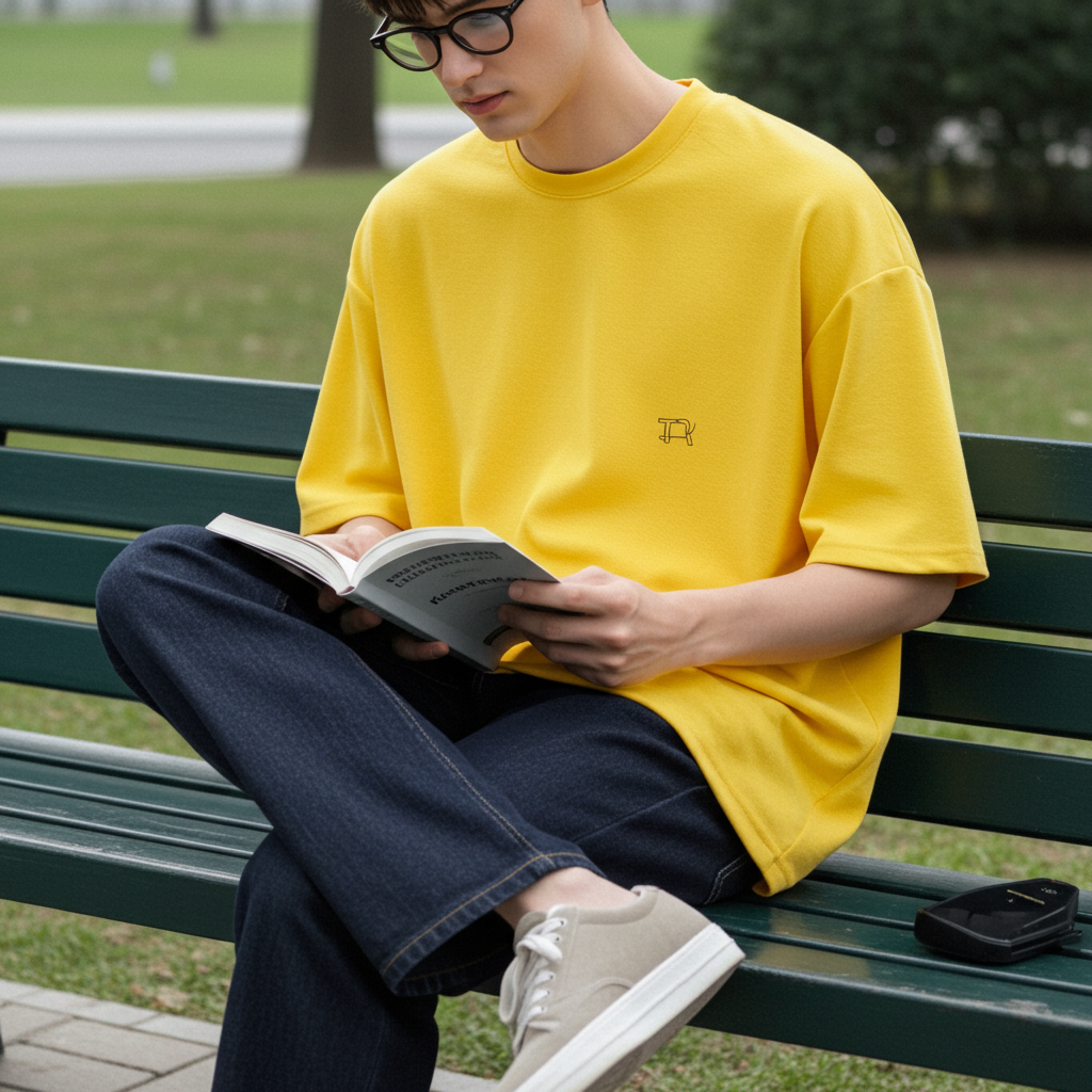 Men’s Yellow Oversized T-Shirt – Premium Cotton Summer Streetwear Tee