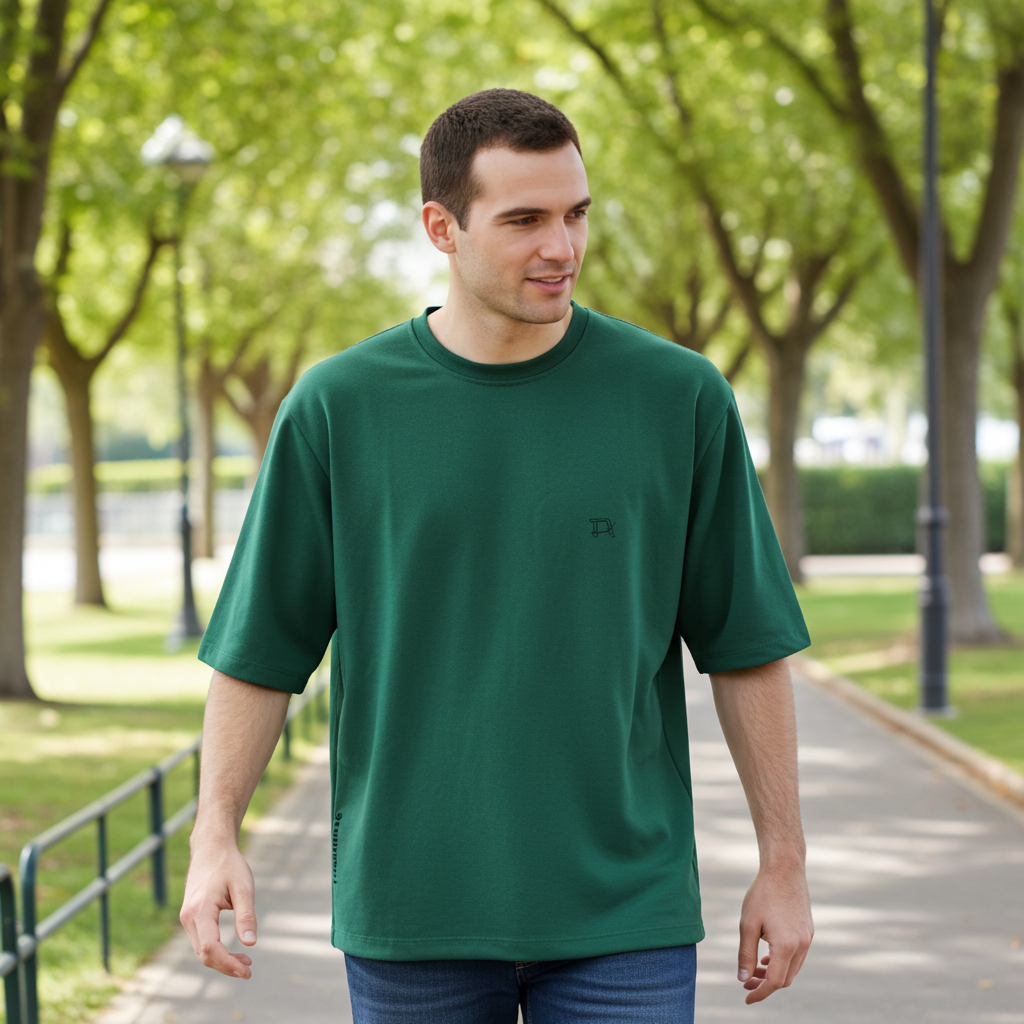 Green Minimal Trendy Look Classic Oversize T-shirt for Men - Trisholic