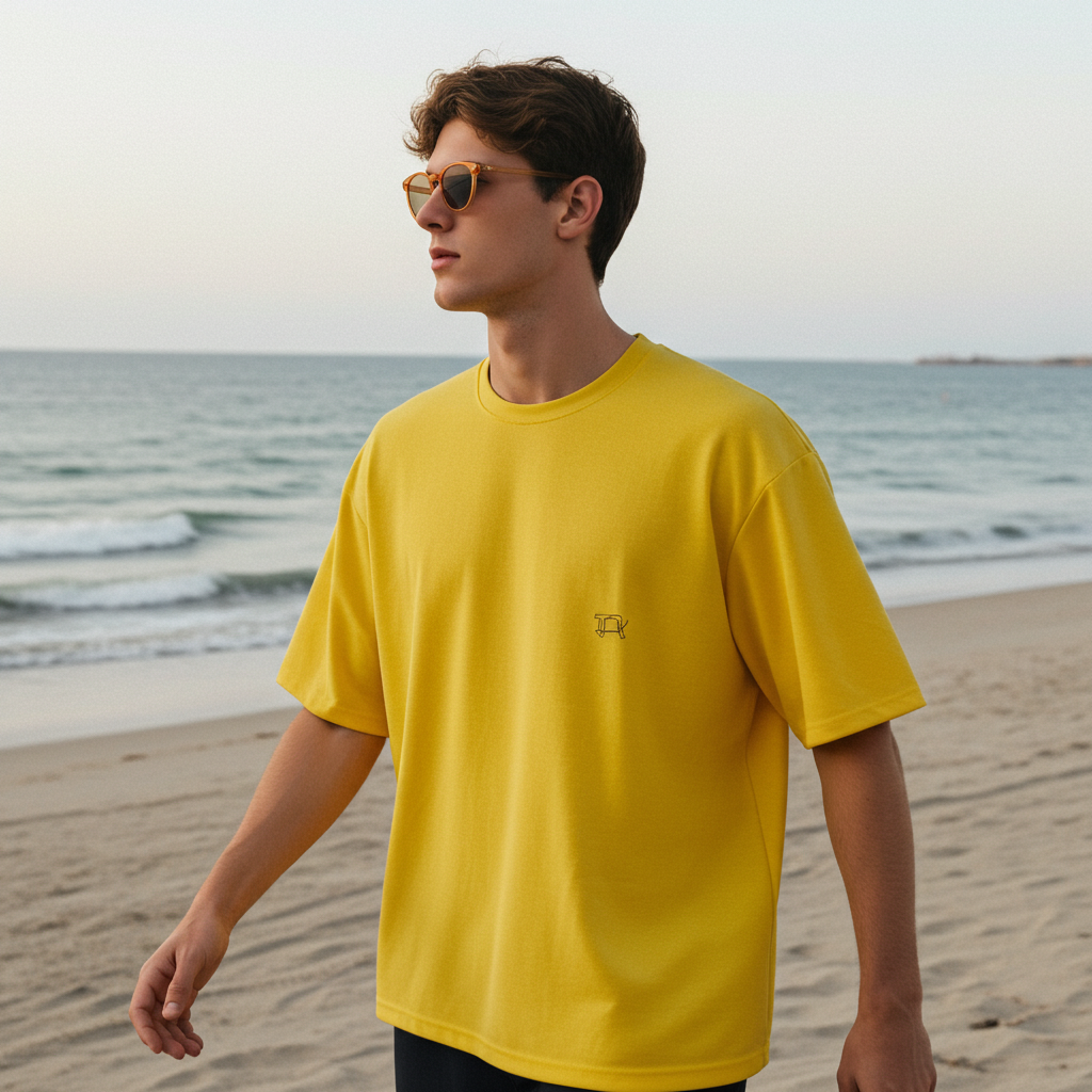 Men’s Yellow Oversized T-Shirt – Premium Cotton Summer Streetwear Tee