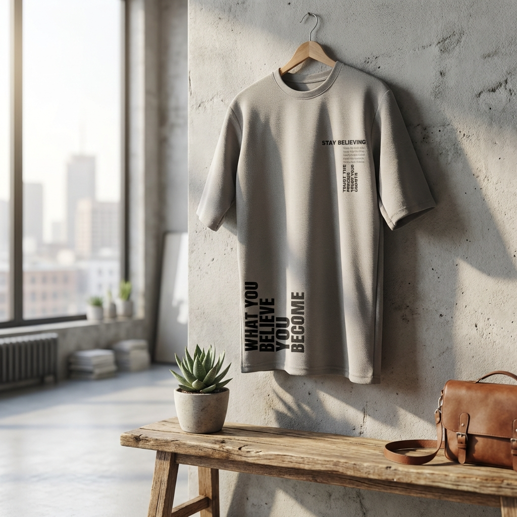 Stay Believing Oversized Motivational T-Shirt for Men