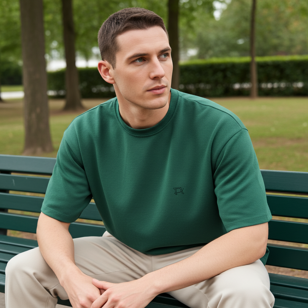 Green Minimal Trendy Look Classic Oversize T-shirt for Men - Trisholic