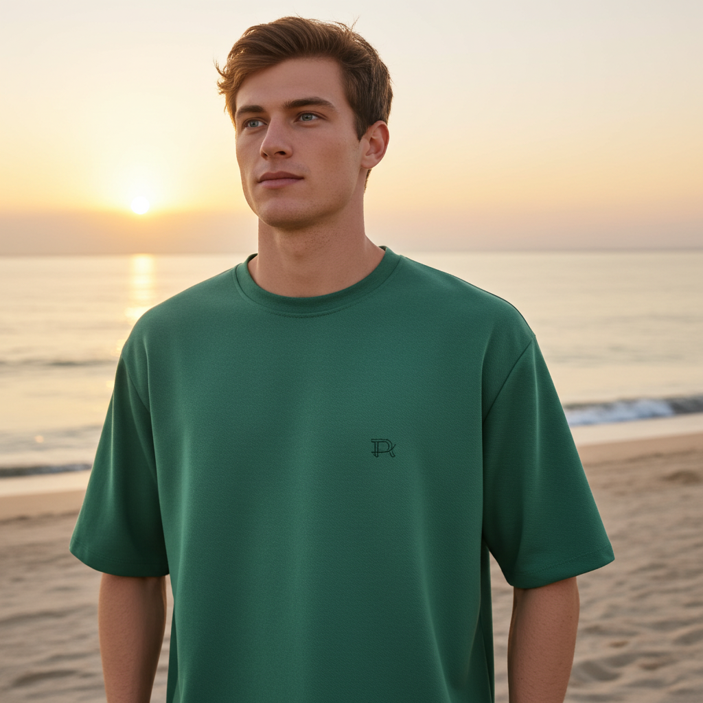 Green Minimal Trendy Look Classic Oversize T-shirt for Men - Trisholic