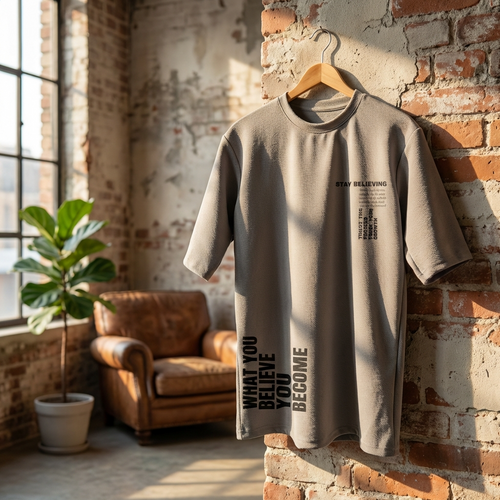 Stay Believing Oversized Motivational T-Shirt for Men